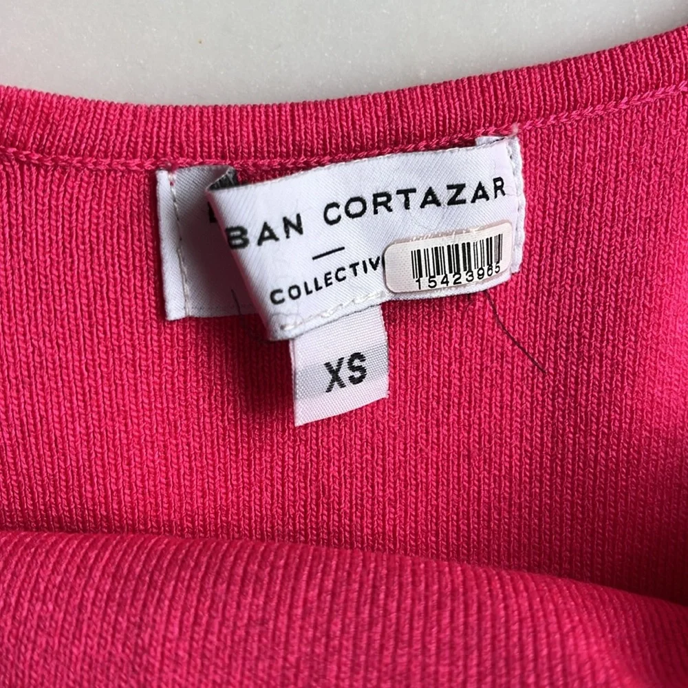 Esteban Cortazar Pink Varsity Knit Dress Bodycon Tank‎ Midi Dress size XS